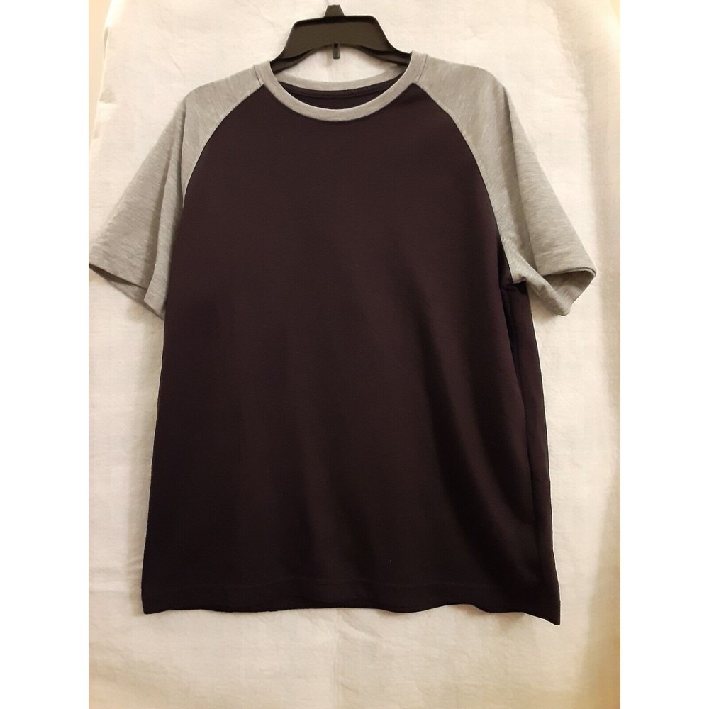 George Mens Large Navy Black & Gray Two Tone Raglan Short Sleeve Tee Crew Neck!